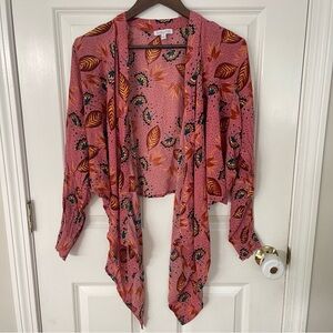 Patrons of Peace Pink Floral Long Sleeve Kimono Top
